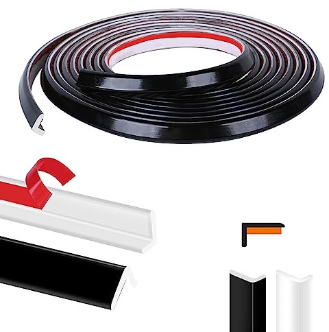 Peel and Stick Tile Edge Trim 10Ft L-Shape Tile Outside Corner Molding Vinyl Tile Exterior Trim Edging Moulding for Bathroom Tile Backsplash & Shower Wall Edges Furniture Decoration - Black