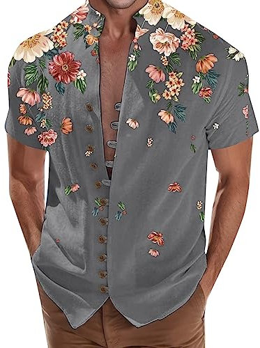 LAOSU Chemise Hawaïenne pour Homme Funky,Été Manches Courtes Chemises Pas Cheres Homme,Chemise Rose pour Homme,Chemise Grenat Homme,Chemisettes Homme,Chemise Homme Ete