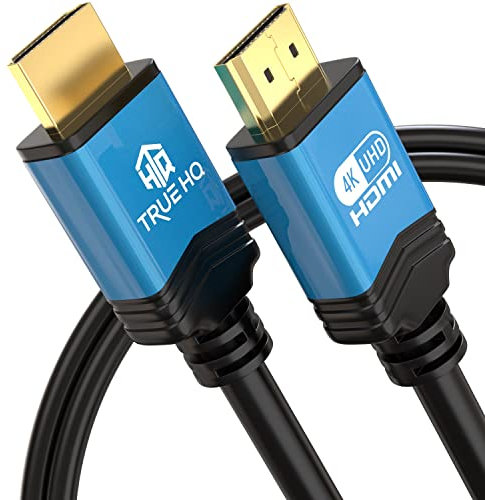 True HQ Cable HDMI 4K de 4 m, cable HDMI de ultra alta velocidad, 18 Gbps, largo HDMI 2.0, cable Ethernet | 4K @60Hz Ultra HD UHD 2160p HD 1080p ARC 3D | Compatible con PS5/PS4 Xbox CCTV proyector PC