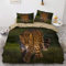 YASMENG Leoparden Bettwäsche 135x200 Leopard Tiermotiv Gold Grün 3D Bettbezug Set Weich Flauschig Mikrofaser Bettwäsche 2teilig für Geschenke Zimmer Deko mit Reißverschluss und 80x80 cm Kissenbezug