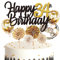 Feelairy Tortendeko Happy Birthday Gold Kuchendeko 34. Geburtstag Frau, Kuchen Topper Happy 34th Birthday, Cake Topper 34. Geburtstag Ballons Konfetti für Geburtstagstorte Deko 34 Jahre Frauen Männer