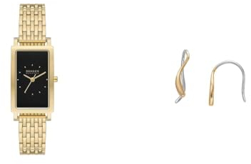Skagen Damenuhr Hagen und Ohrringe Kariana, goldfarbener Edelstahl, Set