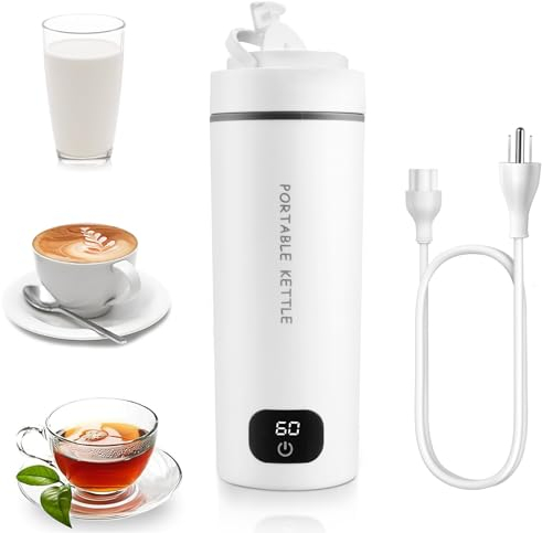 HOMGEN Travel Kettle Small 316 Stainless Steel 500ML Water Bottle Electric Portable Support Dual °C/ °F Display Automatic Shut off Mini Electric Hot Water Kettle Office HOME Travel Business Trip etc