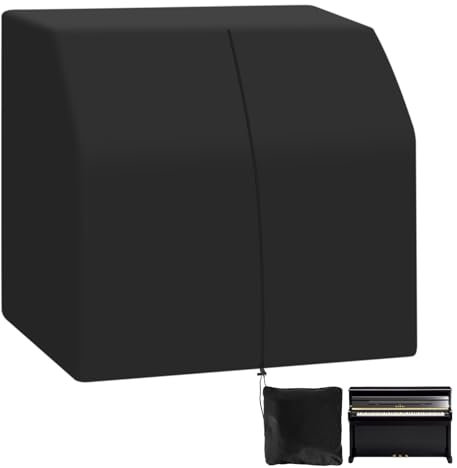 KY-HUAEN Aufrechte Klavierabdeckung, Heavy Duty Piano Full Cover 600D Staubdicht Wasserdicht, Silberbeschichtetes Oxford-Gewebe Klavierschutzhülle Schwarz, Blockiert Sonnenlicht, Feuchtigkeit, Staub