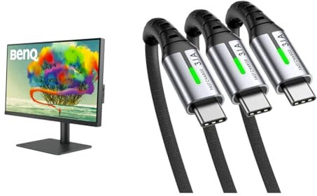 BenQ PD2705U 27” 4K Monitor for Mac, UHD, sRGB, Rec.709, HDR10, IPS, AQCOLOR Technology & INIU USB C Charger Cable, [3 Pack, 2+2+0.5m] USB A to USB C Cable 3.1A Fast Charging