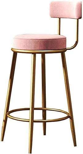Barhocker Chaiselongue, 65 cm (26 Zoll) Höhe, Barhocker mit Rückenlehne, hoher Hocker, schmiedeeiserner Barhocker, goldene Metallbeine, Samtkissen, Küchen-Frühstücksstuhl, Fußstütze für Bistro, Pub,
