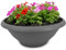 Pot de fleurs et soucoupe résistant aux intempéries avec trou - Pot de fleurs rond de 50 cm gris - Résistant au gel pour l'extérieur - Grand pot de fleurs comme pot de fleurs pour tombe