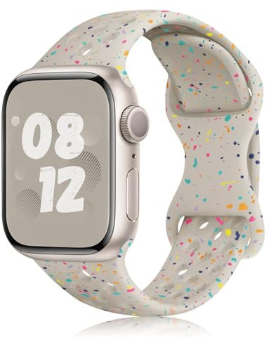 MaEiol Sportivo Cinturino per Apple Watch 49mm /45mm /44mm /42mm /46mm(Series 11/10), Bracciale Morbido Silicone Traspirante Cinturino per Apple Watch Ultra/SE/Series 11 10 9 8 7 6 5 4 3 2 1,Starlight