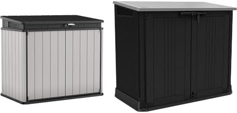 Keter Store It Out Premier XL Outdoor Garden Storage Shed, Grey and Black, 141 x 82 x 123.5 cm & 249319 Store it Out Nova Outdoor Garden Storage Shed, 32 x 71.5 x 113.5 cm, Dark Grey