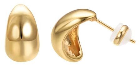 Aleasha Gold Tropfen Ohrringe Damen 18K Vergoldete Ohrstecker Klein Creolen Hypoallergene Hochzeit Schmuck Geschenke