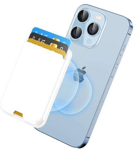 Portafoglio magnetico porta carte per Apple iPhone con Magsafe, portafoglio per iPhone 16/15/14/13/12, Mag Safe Phone Wallet per iPhone 16 15 14 13 12 Pro Max Plus Mini, contiene 3 carte, bianco neve