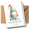 Personalisierbare Weihnachtsgrußkarte mit Wichtel-Motiv – Erdbeer-Türkis und schlichter Wichtel mit Herz – Ideal für Mama, Papa, Oma, Opa, Freunde & Familie – mit Wunschname! (erdbeer-türkis)