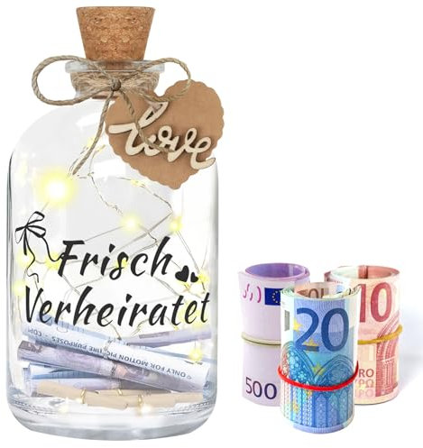 Hochzeitsgeschenke für Brautpaar,LED Flaschenlicht Hochzeit Geldgeschenk, Originelle Hochzeitsgeschenk Personalisiert,Geld Leuchtflasche Hochzeitskasse Spardose für Hochzeit, Jahrestag Valentinstag