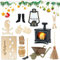 Wichtel Zubehör,Miniatur Wichtel Zubehör,Wichtel Fußabdrücke Schablone,Wichtel Zubehör Fussabdruck,Weihnachtswichtel tür Set,Kamin Kerosinlampe Hacke Heuhaufen Brennholz,für Puppenhaus Zubehör