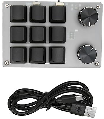 Mtlavishness Keypad Knob Red Mode Plug And Play Mechanical Programmable Keypad For Gaming Office Media 9 Keys With 2 Knobs (9 Keys with 2 Knobs)