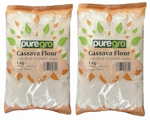 Puregro Cassava Flour 1kg | Pack of 2 | Manioc | Yuca | Good Source of Vitamins | Premium Quality.