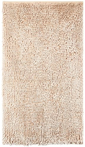 Brandsseller Luxus Chenille Badteppich ca. 50x90 cm Badvorleger Badematte im Shaggy Style Champanger