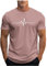 UHouse Tee Shirt Homme Sport Tshirt à Manches Courtes T-Shirts Ete Imprimé Teeshirt Col Rond Haut D'Été Streetwear Grande Taille Fin Cut Top Coton Délavé Habit Outlet France Or Rose M