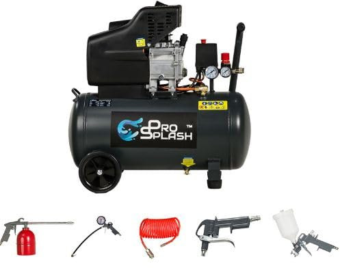 Pro Splash 50L Air Compressor – 2HP Motor, 8 Bar / 115 PSI, 185L/Min, 220V/50Hz, 1.5kW – Includes 5-Piece Tool Kit & 1-Year Warranty