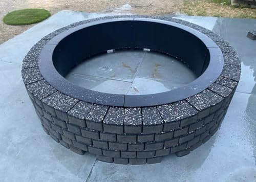 Large black round stone black fire pit kit heatproof bbq fire place smokless garden log burner wood heater garden decorative granite bricks 135 cm