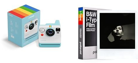 Polaroid - Now Gen3 - Fotocamera istantanea + Black and White Film (8 Filme) - Arctic Blue