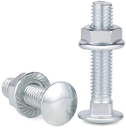 SHUNCHG 20 Piezas Tornillos de Cabeza Redonda Plana Tornillos Perno de Carruaje M8x60 mm Galvanizados con Tuerca Hexagonal Brida Acero al Carbono
