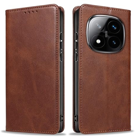 LBH Handyhülle Smartphone-Hülle für Xiaomi Redmi Note 14 Pro 5G Klapphülle Magnetverschluss Kartenfächer Geldfach Standfunktion Case Etui Rundumschutz Schutzhülle Dunkelbraun