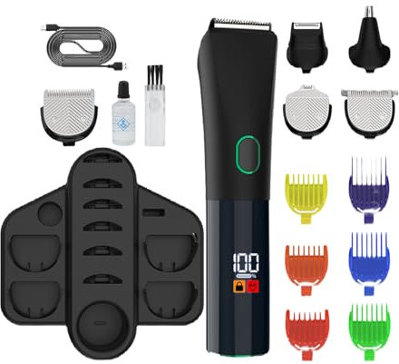 Doiyislem Barttrimmer Für Männer - Kabelloser Bartschneider Mit USB-Aufladung - USB-Aufladbares Wasserdichtes Rasierset Mit Akku Für Nassrasur, Elektrorasierer Für Nasen- Ohren- & Gesichtsrasur