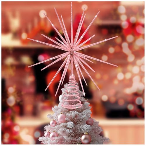 Pink Christmas Tree Topper, Exploding Star Christmas Decorations