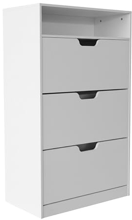 Relaxdays Schuhschrank, Verschiedene Größen, Schuhaufbewahrung, schmaler Schuhkipper, Flur, Schuhkommode, Farbwahl | 3 Klappen, Flur, schmaler Schuhkipper, modern