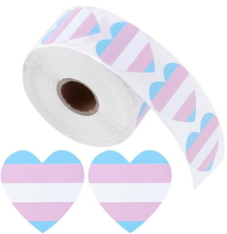 Selbstklebende Pride Aufkleber, 500 Pcs LGBT Regenbogen Herz Aufkleber, Pride Sticker Rolle, Pride Accessoires LGBTQ Sticker, für Feiern, Gay Partys, Festivals und Parade (B)