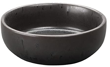 Olympia Fusion Stoneware Dipping Pot 85ml, Dishwasher Safe, Black | Dark reactive glaze with an unglazed foot ensures each unique piece transitions safely from microwave to oven.