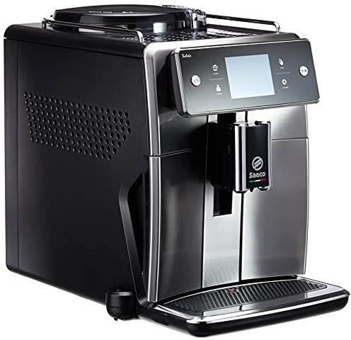 Saeco Xelsis SM7683/10 - Cafetera automática (15 funciones, pantalla táctil, 6 perfiles de usuario), acero inoxidable/negro