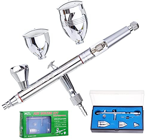 FENGDA Professional Airbrush Doppeltwirkend Spritzpistole 0,8mm Düse 3 Tassen