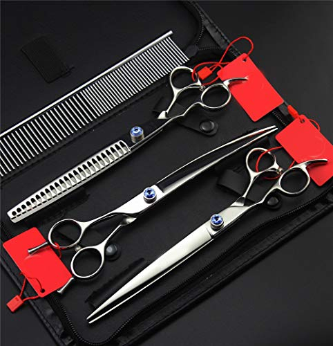 8.0inch Professionel Linkshändig Profi Hunde Haarschere Gerade &Verdünnung&Gebogene Schere Scharf und Stark Perfekt zum Linkshändig Friseur und Familie DIY 440C