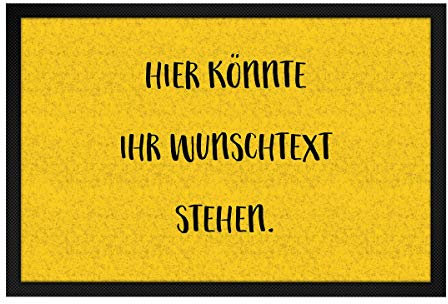 printplanet® - Fußmatte mit eigenem Text Bedrucken - Fussmatte mit Namen oder Wunschtext selbst gestalten - 60 cm x 40 cm - Gelb