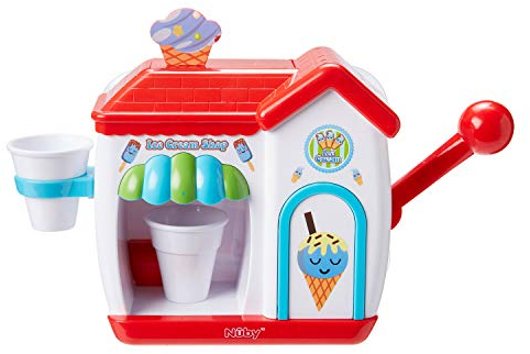 Nuby Ice Cream Shop Bubble Machine, Bath Toy for Toddlers from 3 Year Olds and Older. Foam Cone Ice Cream Maker Bath Wall Toy, Red