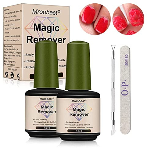 ‎Mroobest Magic Soak Off Gel Facilmente e Rapidamente Nail Polish Remover, 2 x 15 ml