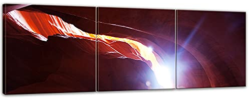 Bilderdepot24 Bild auf Leinwand | Antelope Canyon in 90x30 cm mehrteilig als Panorama Wandbild | Wand-deko Dekoration Wohnung modern Bilder | 202820B