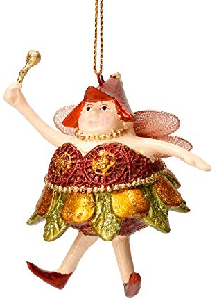 mini Elfe Fee Dicke Elfe Anhänger Deko Hänger 8 cm hoch Ostern Osterdeko Advent Weihnachten Christbaumschmuck (orientrot-grün-Gold)