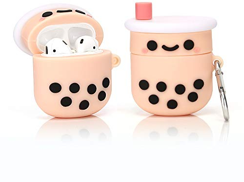 YIGEYI Silikon Hülle Kompatibel mit Airpods 1 & 2 Funny Cute 3D Cartoon Case Cover[Getränkedosen Serie] (Perlmilchtee)