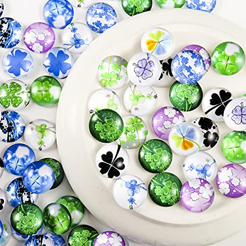 HERZWILD Mosaik Kuppel Glas cabochons 200PCS 12MM Gemischte Farbe klee Glaskuppel für Armband Anhänger Halskette Manschettenknöpfe Ringe Schmuckherstellung(B)