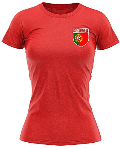 Portugal Football Shirt Women - Retro Portugal Badge T Shirt - Football Country European Supporters 2024 Tee Her - Portuguese Tournament 2024 Footy Soccer Top, M, Red
