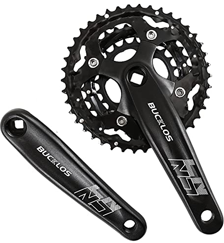 BUCKLOS MTB Kurbelgarnitur Square Taper mit 22/24/26/32/38/42/44T Kettenblatt Set, 170mm 104/64 BCD Hybrid Mountainbike Kurbelgarnitur 8/9/10 Gang Kompatibel mit Shimano Sram FSA