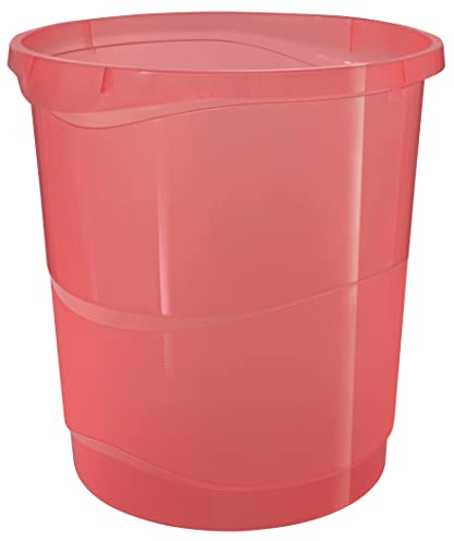 Esselte Papelera de 14L Apilable de Plástico, Contenedor para Basura y Reciclaje, Casa y Oficina, Diseño en Relieve, Gama Colour'Breeze, Amarillo Amarillo Coral, 628461
