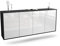 Kommode Sideboard hängend - Recklinghausen - Korpus anthrazit matt - Front Hochglanz Design Weiß- (180x77x35cm) - Push to Open Technik & hochwertigen Leichtlaufschienen - Made in Germany