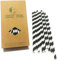 Lot de 100 Pailles en Papier à Rayures Noires, Biodégradables Pailles en Carton Rayées Noires et Blanches pour Résistantes, Bars