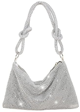 Strass-Umhängetasche für Damen, silberfarben, Clutch, Abendtasche, Handtasche, funkelnde Strasssteine, Clutch-Tasche für Party, Braut, Ausgehtasche