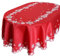 Simhomsen Bestickte Schneeflocken Tischdecken für Weihnachten Urlaub und Winter (Oval 57 × 102 Zoll, Rot)