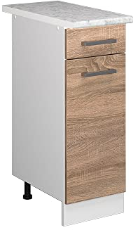 Vicco Mueble bajo de Cocina R-Line, Sonoma/Blanco, 30 cm, ET Mármol